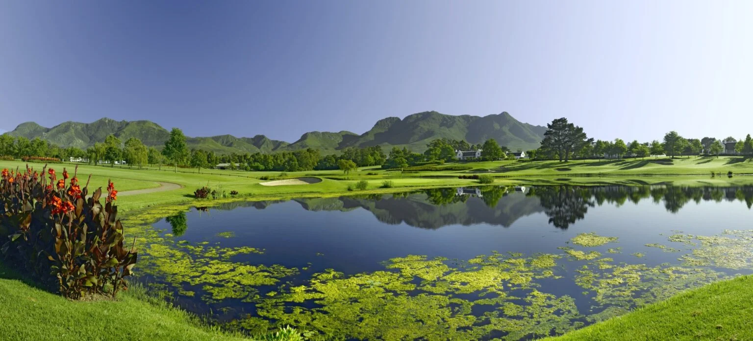 Fancourt Golf Estate with mountain backdrop
